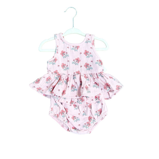 Quincy Mae Sleeveless peplum set new with tags, 3-6 months