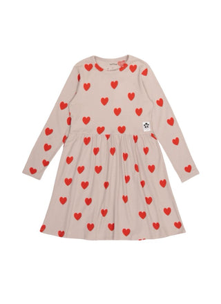 Mini Rodini Grey dress with heart motif, 7-9 years