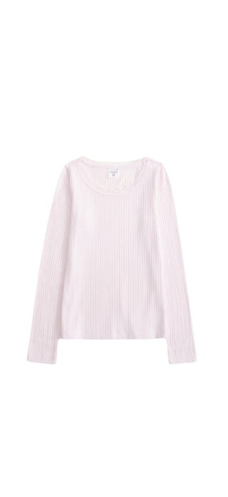 Abercrombie & Fitch Kids New w/tags pink pointelle lace trim long sleeve, 9-10 years