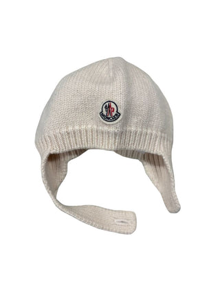 Moncler Knit Cream Coloured Button Strap Hat, newborn