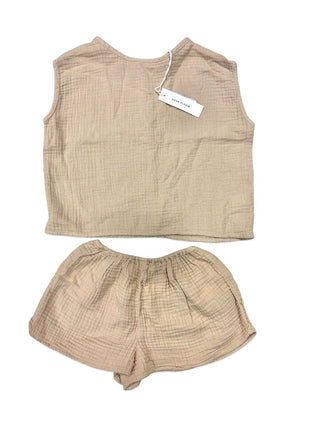 Soor Ploom Tank and Shorts Set in Sandy Beige, 6 years