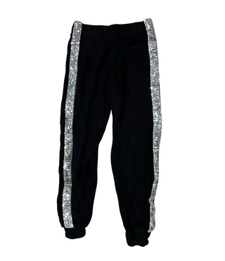 Flowers By Zoe Black Jersey Sweatpants with Sequin Stripe Details, small