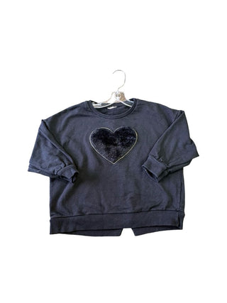 No Name Black Crewneck with Fluffy Heart, 4 years