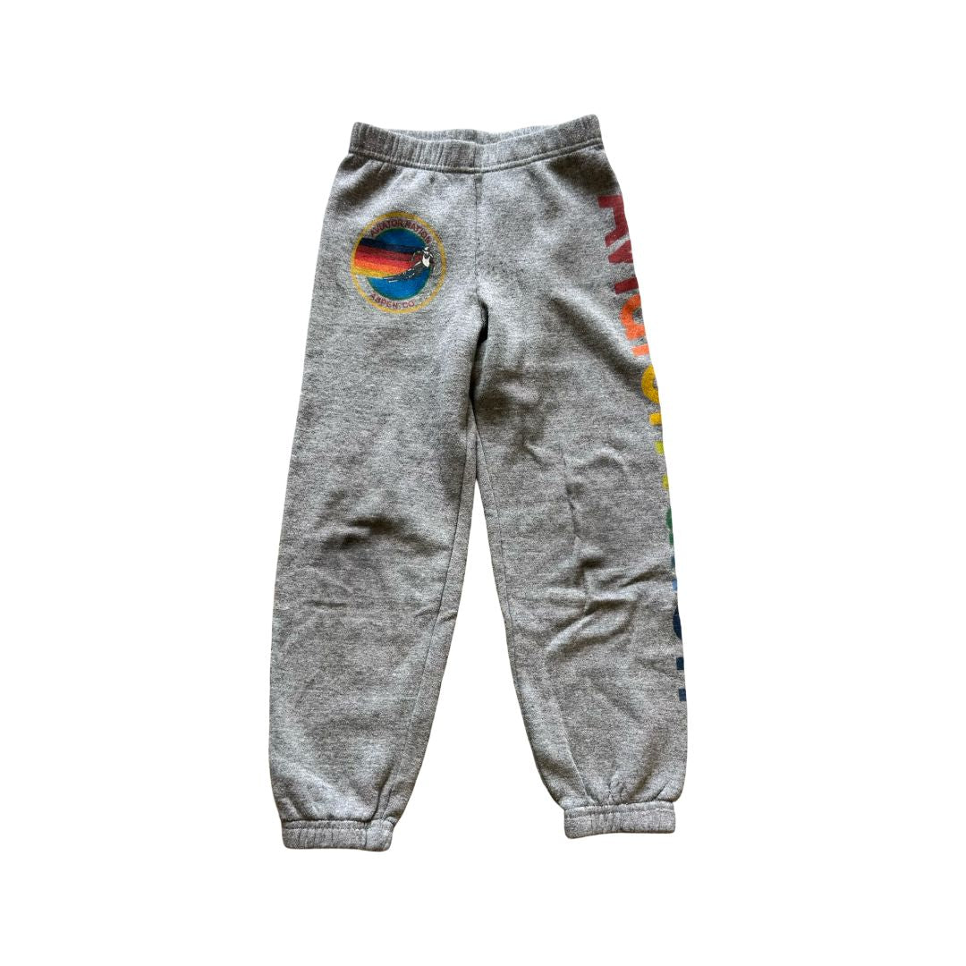 Aviator Nation Grey Sweatpants with Logo and small rip on back near the waist band, 8 years