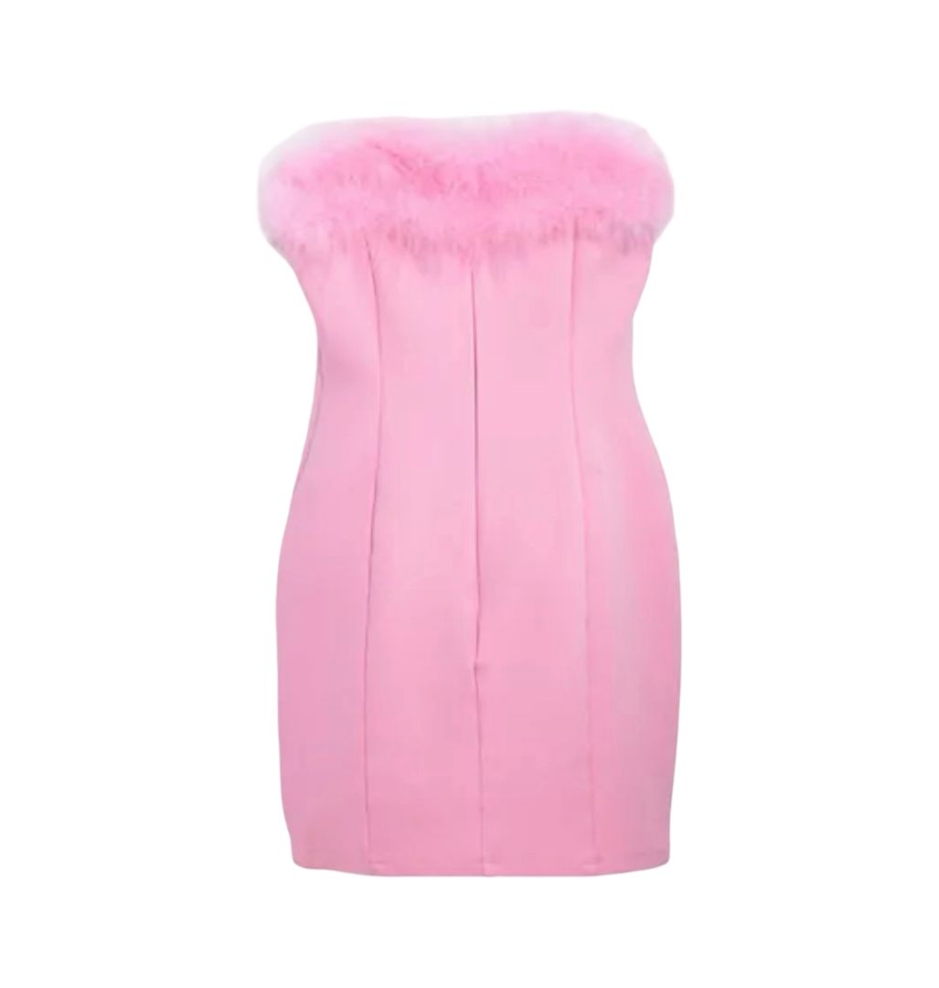 Katie J Christy Feather Trim Dress, large (10-12 years)