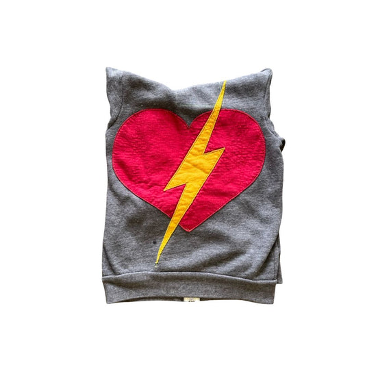 Aviator Nation Grey Zip-Up with Heart and Bolt on Front and Back and small spot on the back, 8 years