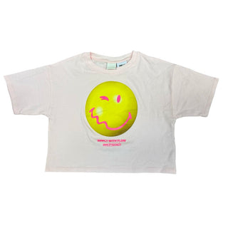 Zara Pink Cropped T-Shirt with Smiley Face, 9-10 years