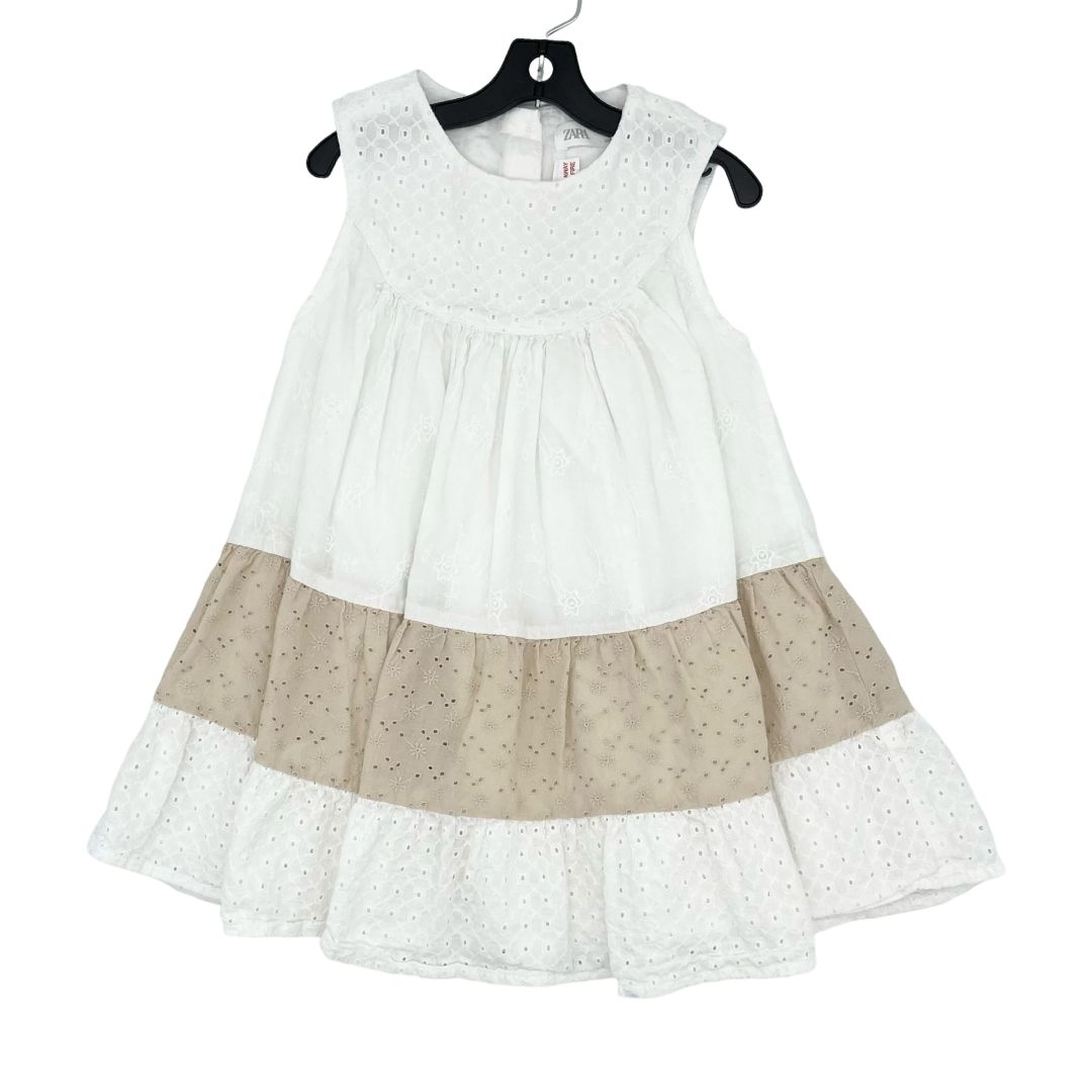 Zara white/tan eyelet dress, 2-3 years