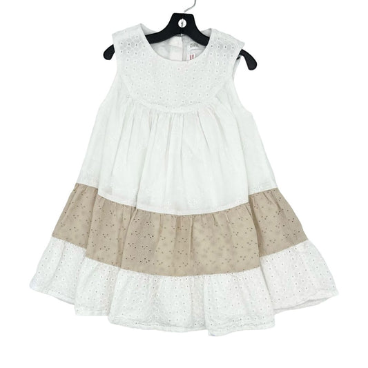 Zara white/tan eyelet dress, 2-3 years