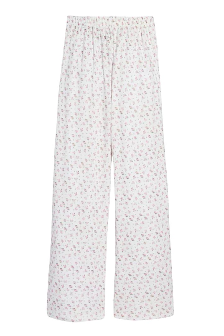 Katie J tween marina pointelle lounge pants pink floral, 8-10 years small