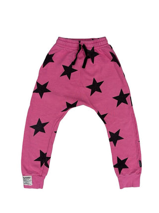Nununu Pink and Black Star Pattern Sweatpants, 6-7 years