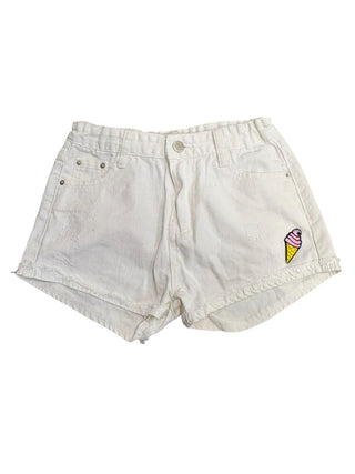Mini Molly White Jean Shorts with an Ice Cream Patch, 12 years