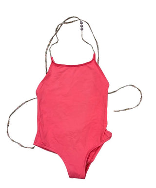 Bonpoint Hot Pink Open Back Tie Up Detail One Piece Bathing Suit,  3 years