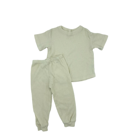 Mikki Rae Tshirt and pants waffle set ivory, 2 years