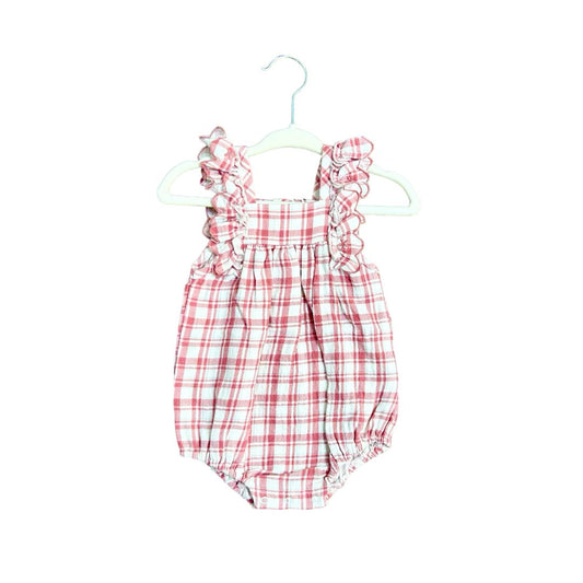 Quincy Mae Maya plaid romper new with tags, 3-6 months