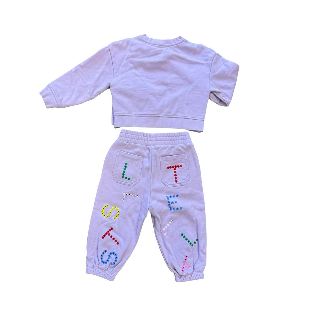 Stella McCartney Purple Sweat Set with Colourful Letter Logo, 2 years