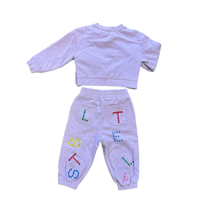 Stella McCartney Purple Sweat Set with Colourful Letter Logo, 2 years