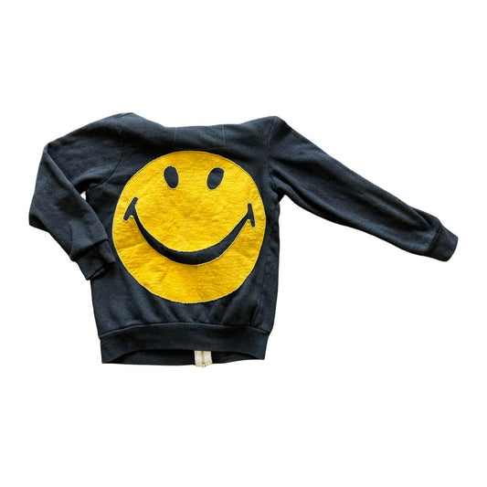 Aviator Nation Black Zip-Up with Smiley Face on Front and Back, 8 years