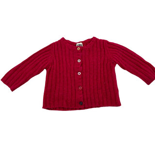 Bonton Knit pink cardigan w sparkled colored buttons, 12 months