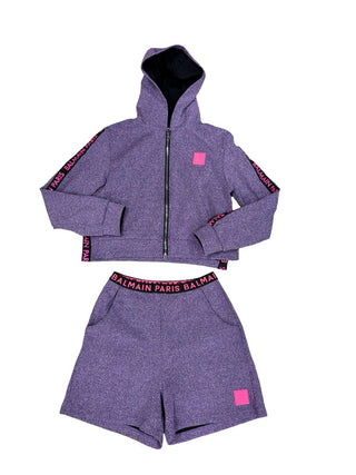 Balmain Paris  Metallic Zip-Up Hoodie and shorts, 13 years