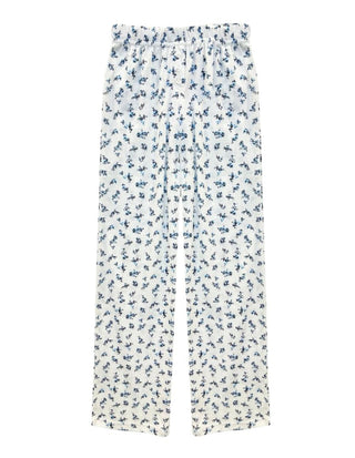 Katie J tween marina pointelle lounge pants blue floral, 8-10 years small