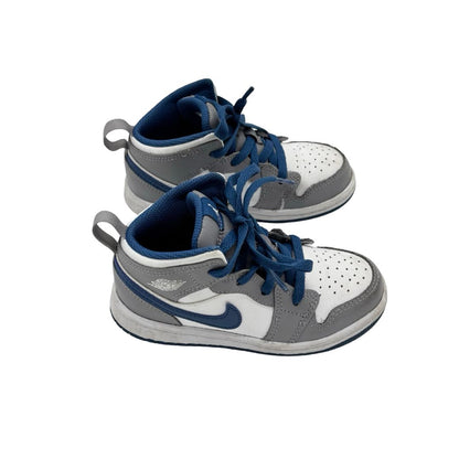 Nike cement/true blue Air Jordan 1 mid sneakers, 9 little kid