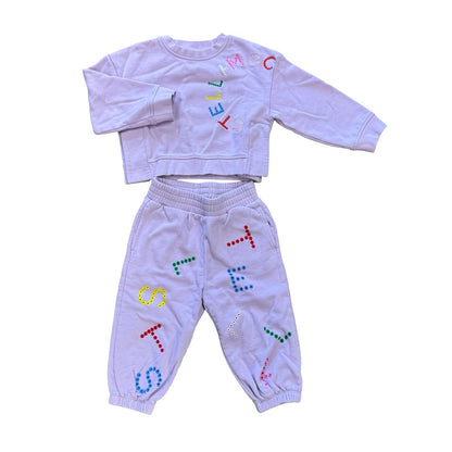Stella McCartney Purple Sweat Set with Colourful Letter Logo, 2 years