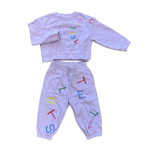 Stella McCartney Purple Sweat Set with Colourful Letter Logo, 2 years