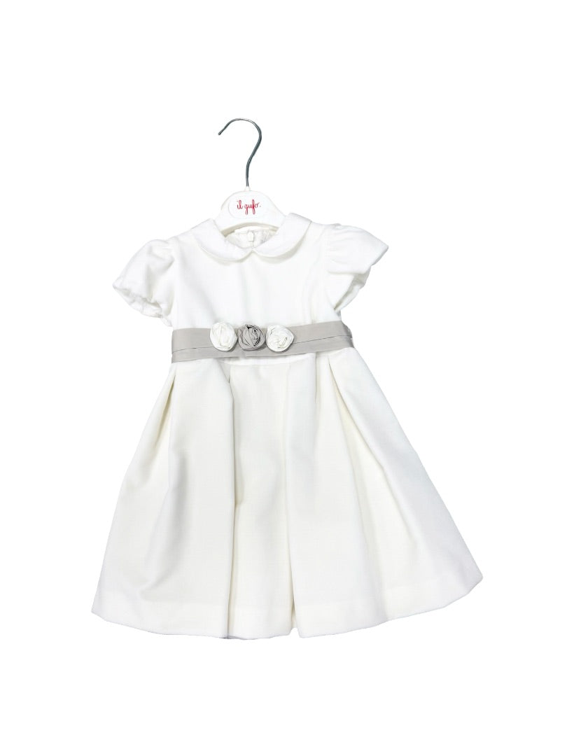 Il Gufo Velour white dress, 12 months