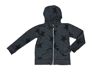 Nununu Grey and Black Star Pattern Zip Up Hoodie, 4-5 years