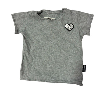 Nununu Grey Tee-Shirt with Heart Bandaid Patch, 12-18 months
