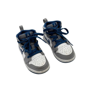 Nike cement/true blue Air Jordan 1 mid sneakers, 9 little kid