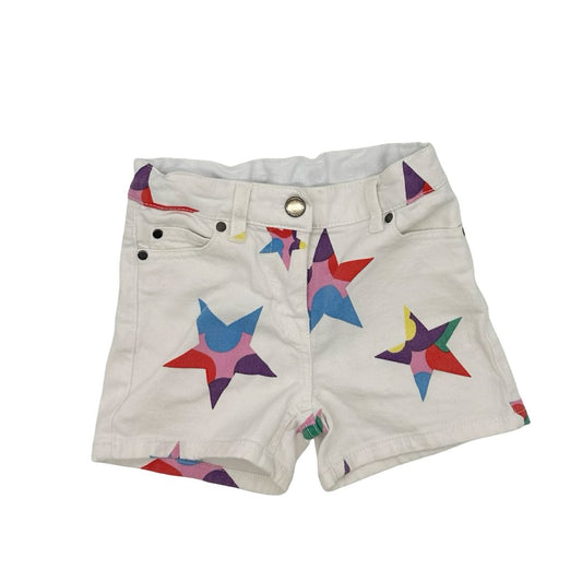 Stella McCartney white w/colour block stars denim shorts, 6 years