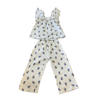 Zara Cream gauze w/blue flowers tank/pant set, 3 years