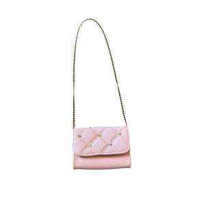 Dream Control Pink Pleather Purse with Gold Hearts and Gold Chain, o/s