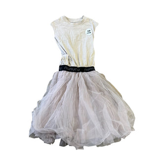 Nununu Grey tshirt/tulle skirt dress, 6-7 years