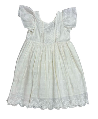 Love Shack Fancy Ivory Dress with Crocheted and Embroidered Details, 4-5 years