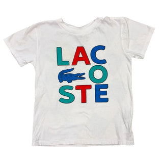 Lacoste White Tee with Multicolour Lacoste Graphic, 8 years