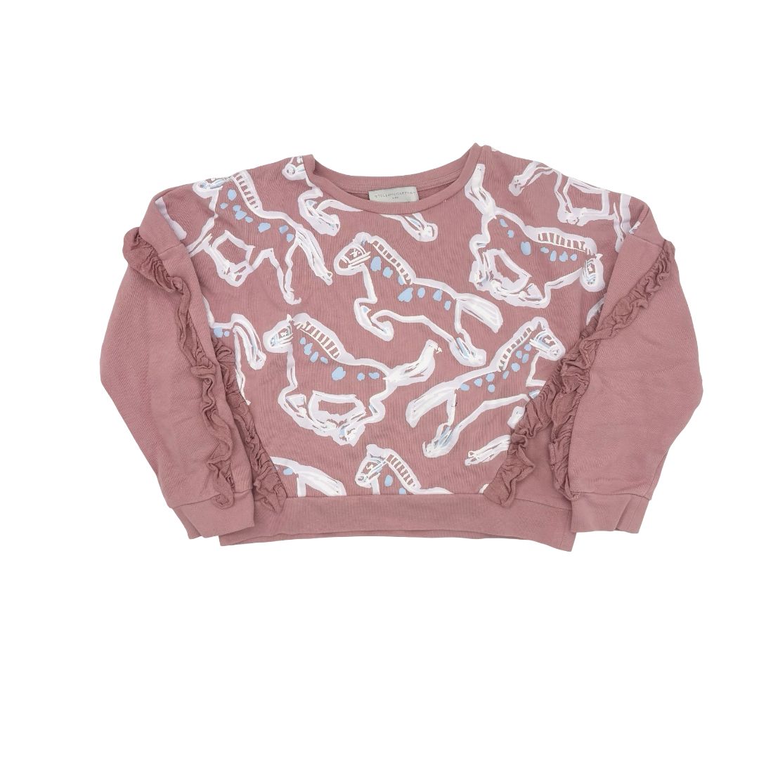 Stella McCartney Pink Ruffle Crewneck with Horses, 8 years