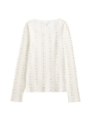 Abercrombie & Fitch kids New w/tags cream floral pointelle lace trim long sleeve, 9-10 years