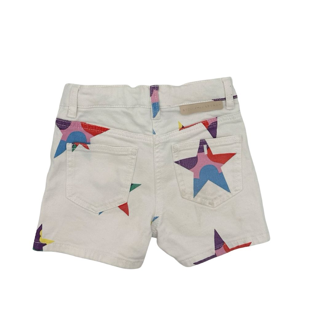 Stella McCartney white w/colour block stars denim shorts, 6 years