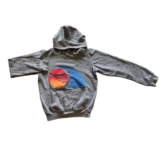 Aviator Nation Grey Pullover V-Neck Hoodie, 12 years