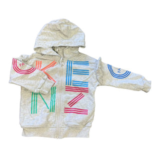 Kenzo Grey Zip Up with Colourful Logo, 3 years