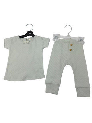 Quincy Mae Pointelle mint green set, 3-6 months