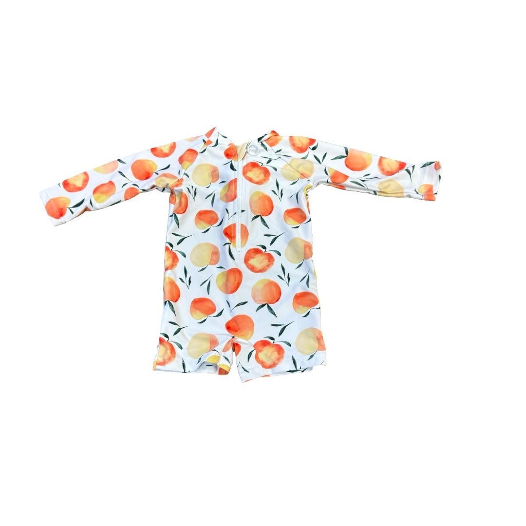 Current Tyed Peach long sleeve/short swim suit, 3 months