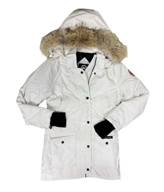 Canada Goose White Coat with Fur Hood, XS womens