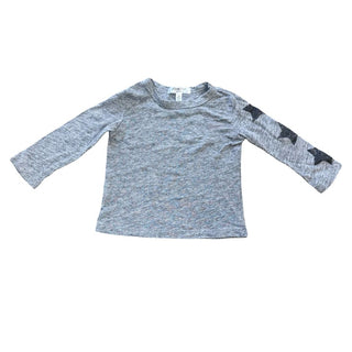 Joah Love Grey Long Sleeve Shirt with Black Stars on Sleeve, 12 months