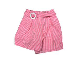 Jacadi Neon Pink Pinstripe Shorts with Flower Belt, 4 years