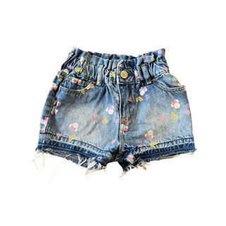 Gap x Disney Denim Minnie Mouse/rainbow shorts, 3 years