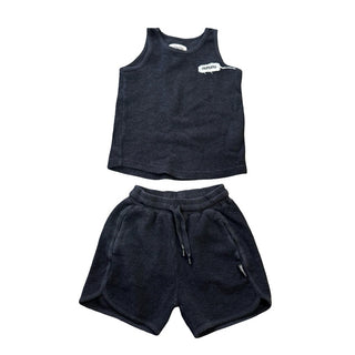 Nununu Black terry cloth tank top/short set, 6-7 years